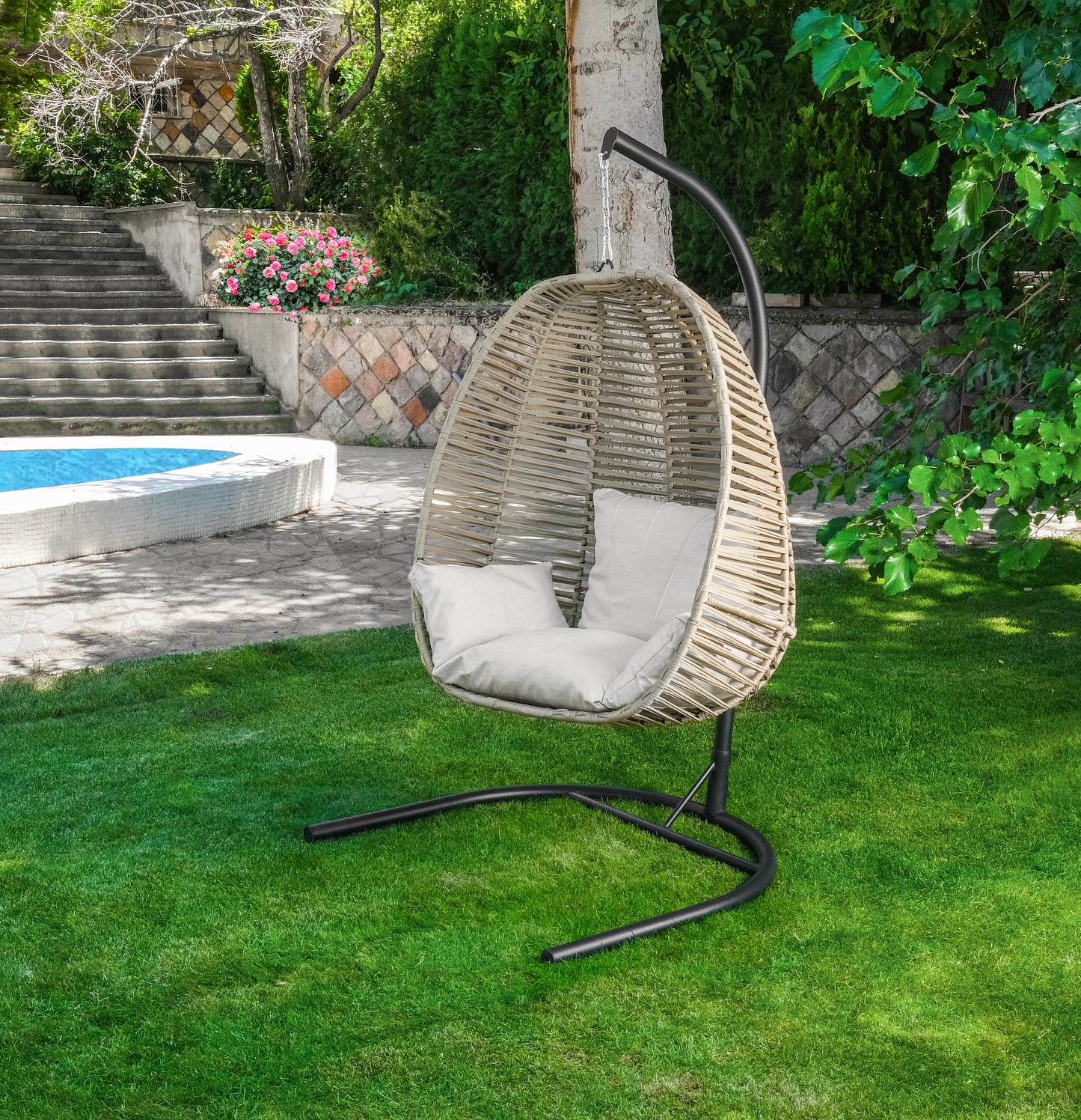 Findik | Garden Single Swing Chair – Hanging Chair with Metal Frame