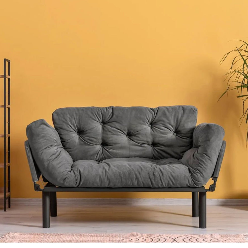NITTA | 2-Seat Sofa-Bed with Metal Frame & Microfiber Fabric - Easy Clean, High DNS Foam, 200kg Capacity