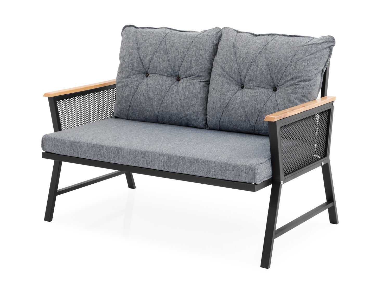 Mers Garden Lounge Set - Grey (1+1+2) with Coffee Table, Metal Frame, Foam Cushions