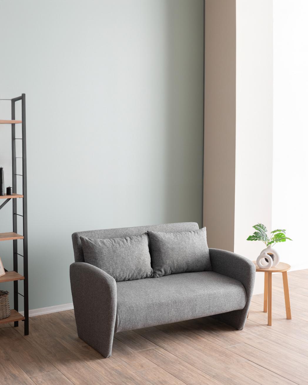 HIRO | Compact 2-Seater Sofa Bed for Small Spaces – Metal Frame, Adjustable Backrest, Converts to 180x120 cm Guest Bed