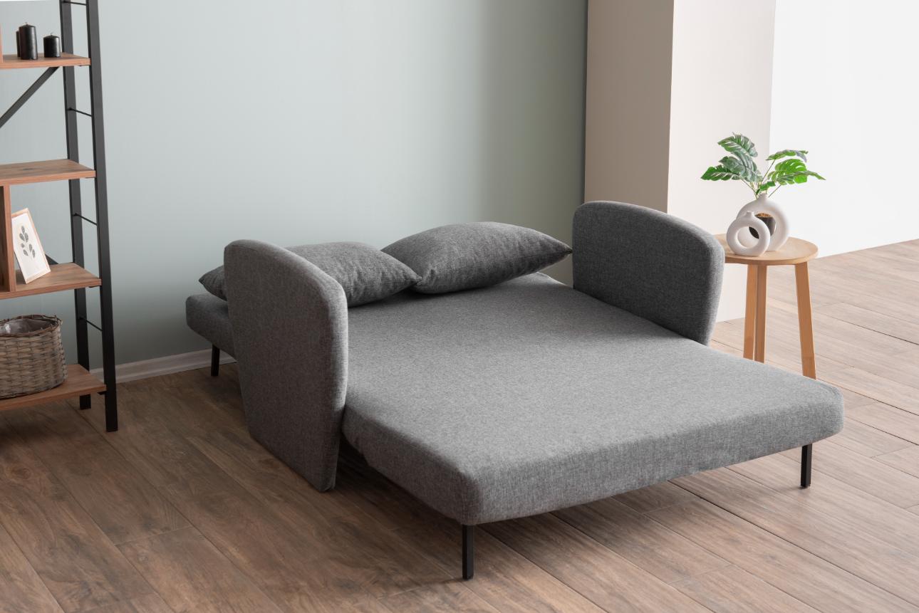 HIRO | Compact 2-Seater Sofa Bed for Small Spaces – Metal Frame, Adjustable Backrest, Converts to 180x120 cm Guest Bed