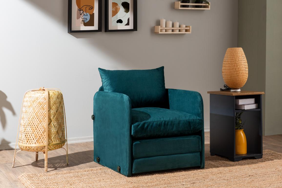 SAGA | Foldable Single Seat Sofa Bed – Sturdy Metal Frame, Textile Upholstery | Space-Saving Design