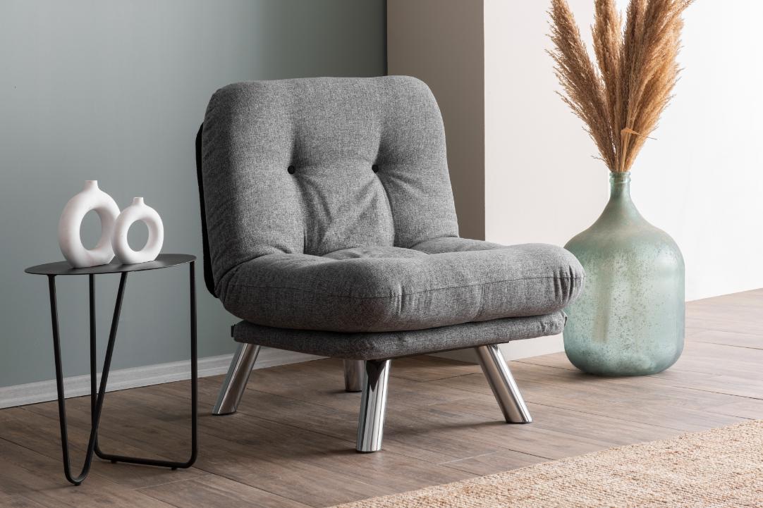 MISA | Linen Sofa Bed with Metal Frame & Adjustable Backrest – 110x70 cm Bed Size