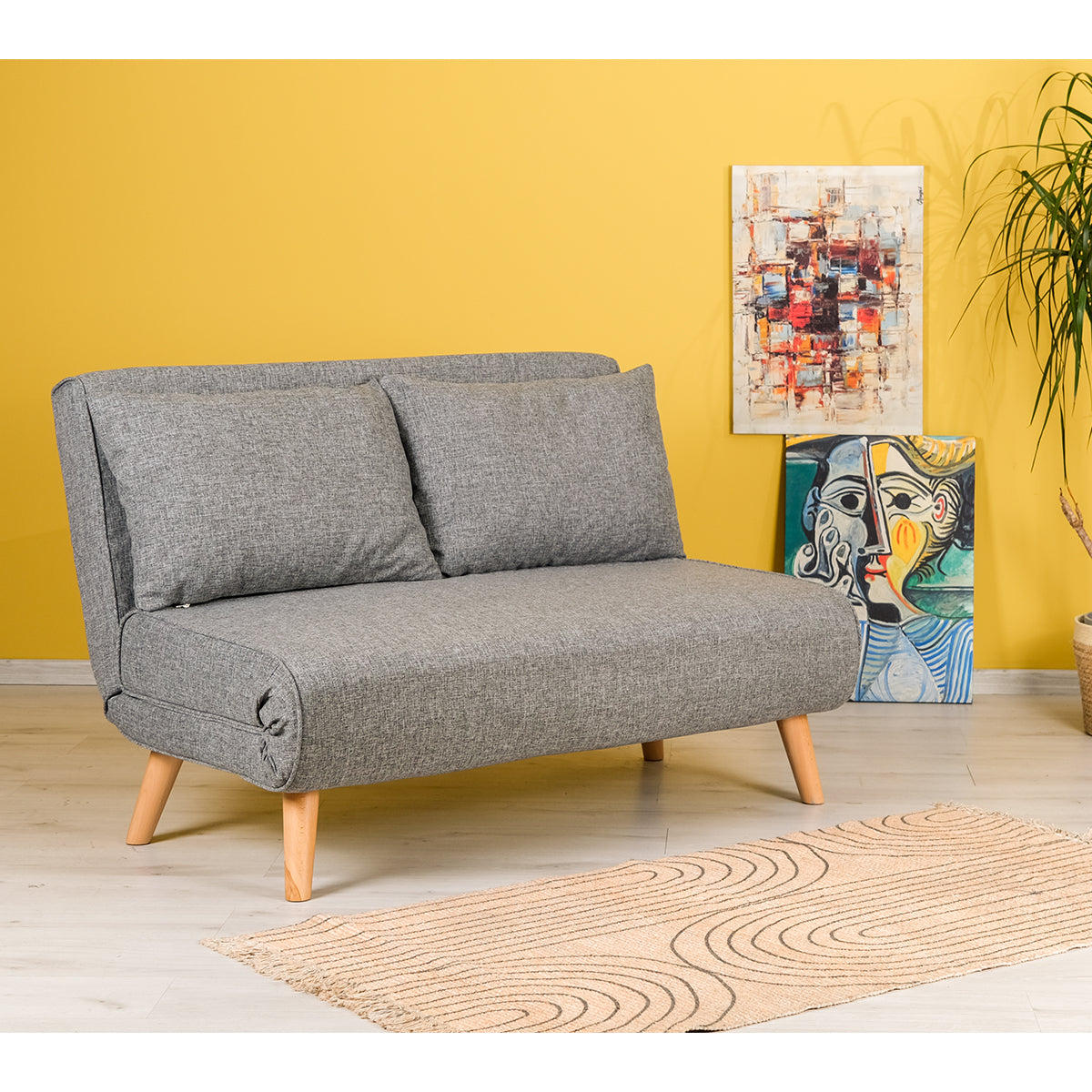 Modern Folding 2-Seat Sofa Bed – Adjustable Backrest, Durable Metal Frame