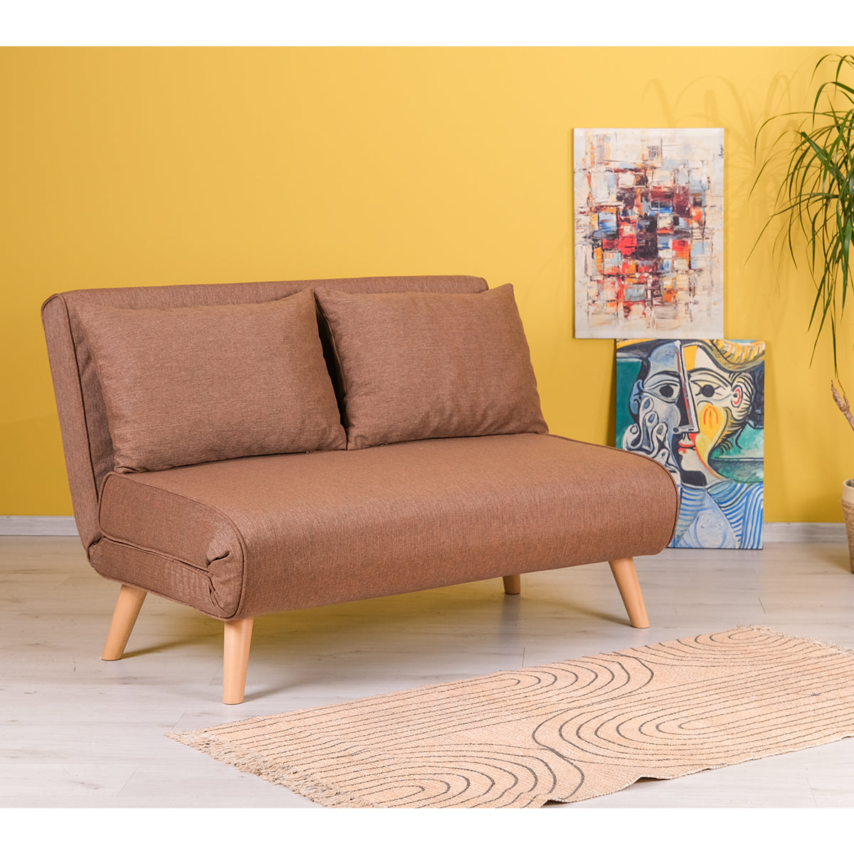 Modern Folding 2-Seat Sofa Bed – Adjustable Backrest, Durable Metal Frame