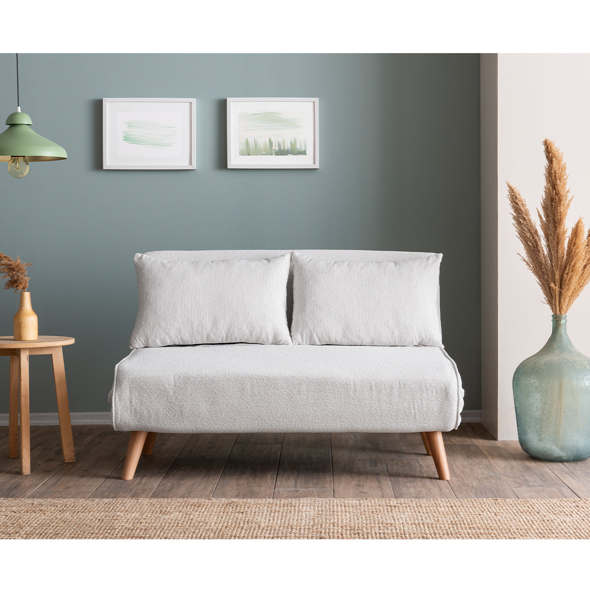 Modern Folding 2-Seat Sofa Bed – Adjustable Backrest, Durable Metal Frame