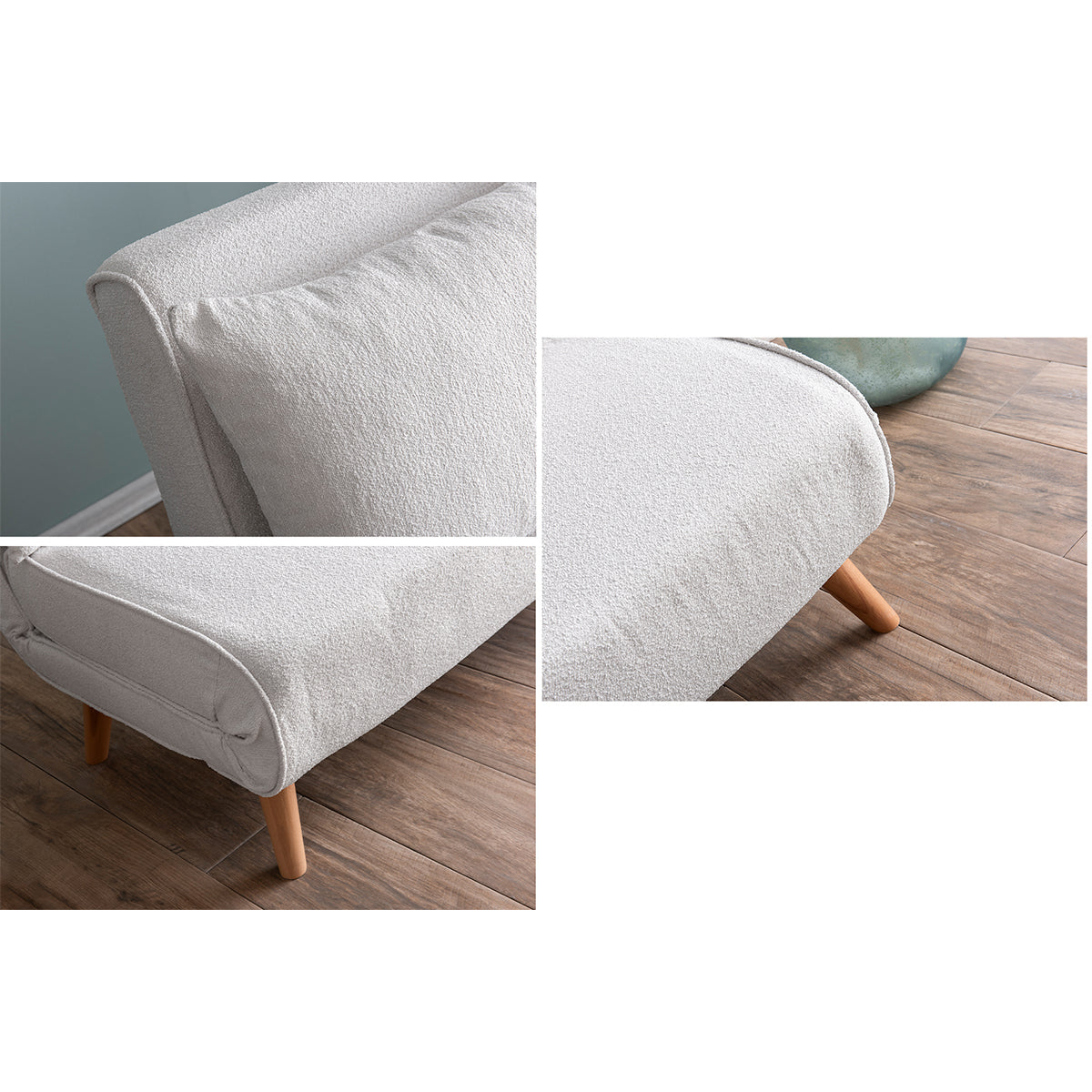 Modern Folding 2-Seat Sofa Bed – Adjustable Backrest, Durable Metal Frame