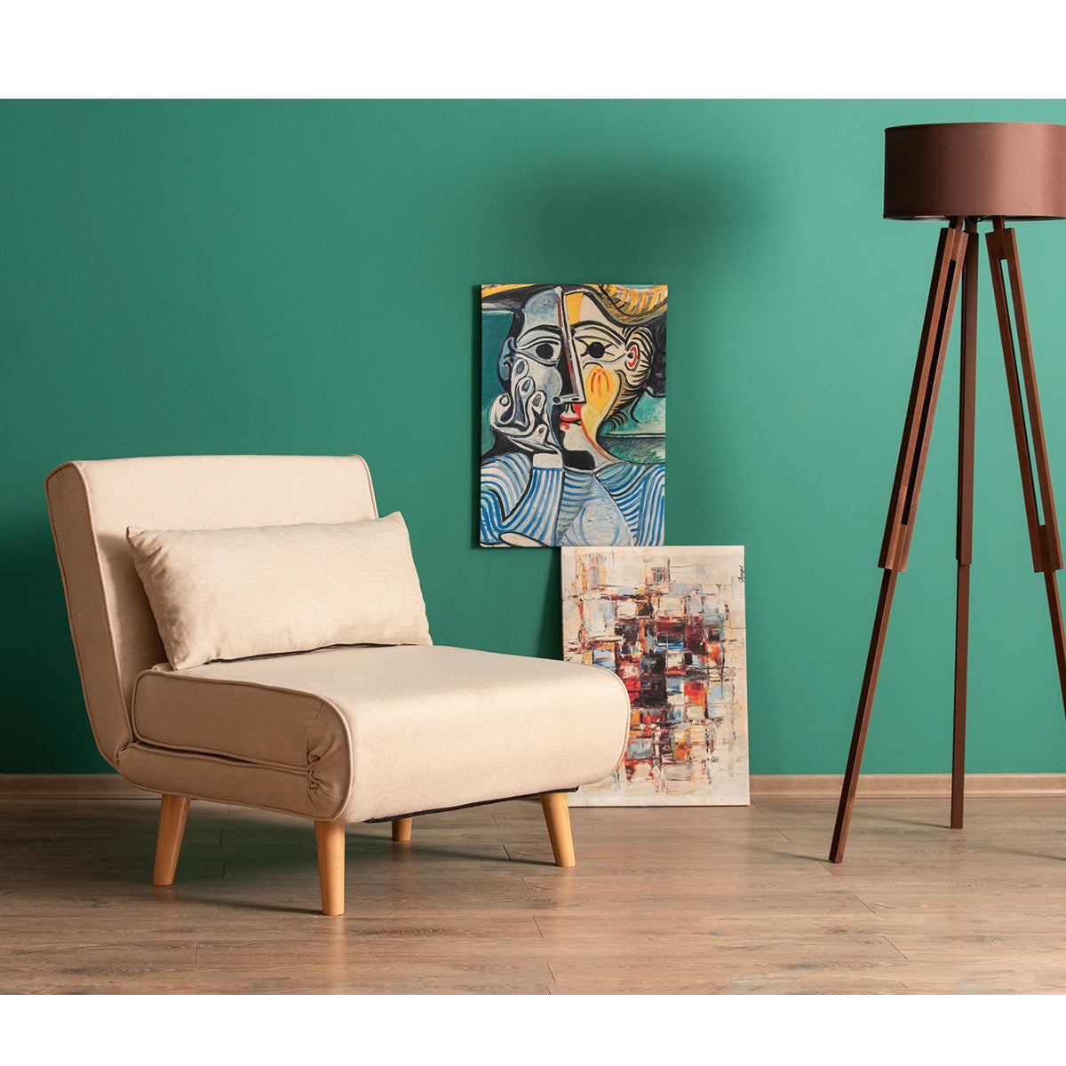 Space-Saving 1-Seater Sofa Bed – Durable Metal Frame, Adjustable Recliner, Soft Back Cushions