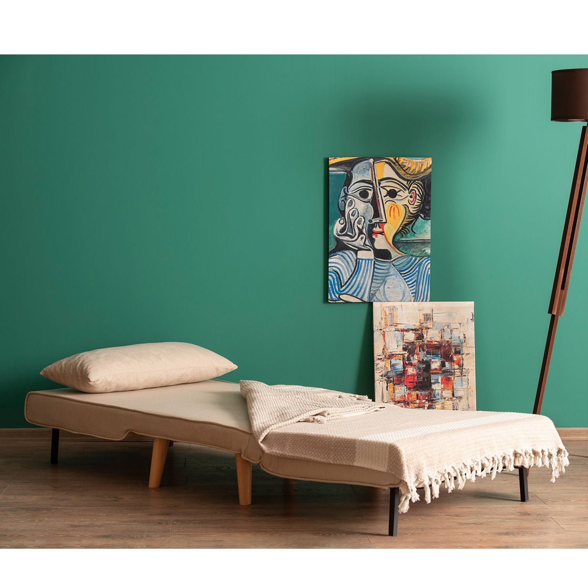 Space-Saving 1-Seater Sofa Bed – Durable Metal Frame, Adjustable Recliner, Soft Back Cushions