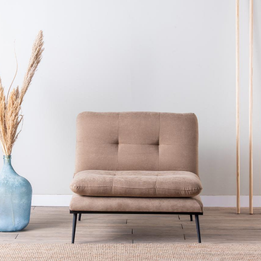 MARTIN | Single Linen Sofa Bed with Metal Frame & 14-Level Adjustable Backrest – 130x90 cm Bed Size