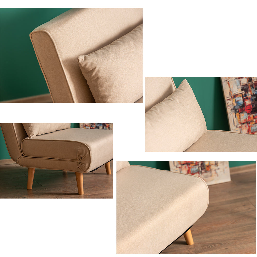 Space-Saving 1-Seater Sofa Bed – Durable Metal Frame, Adjustable Recliner, Soft Back Cushions