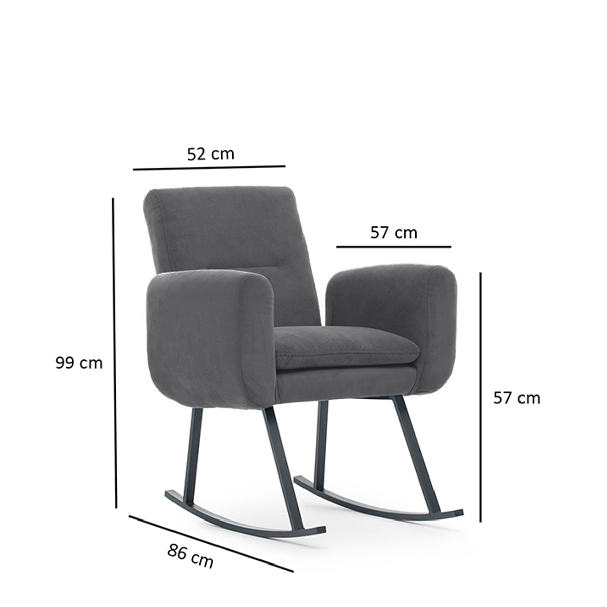 KONO | Ergonomic Metal Rocking Chair – Adjustable Backrest, High-Density Foam | 99 cm Height