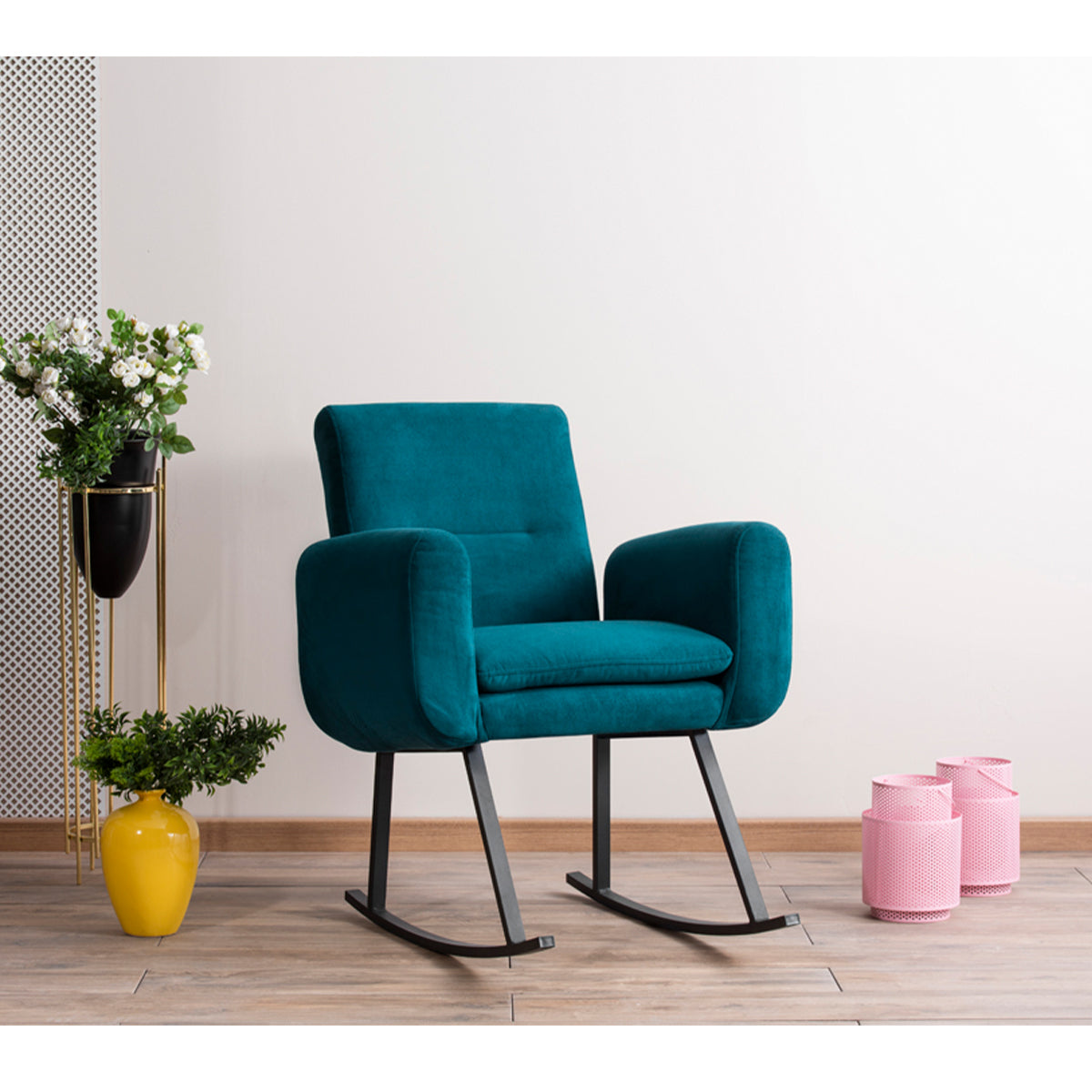 KONO | Ergonomic Metal Rocking Chair – Adjustable Backrest, High-Density Foam | 99 cm Height