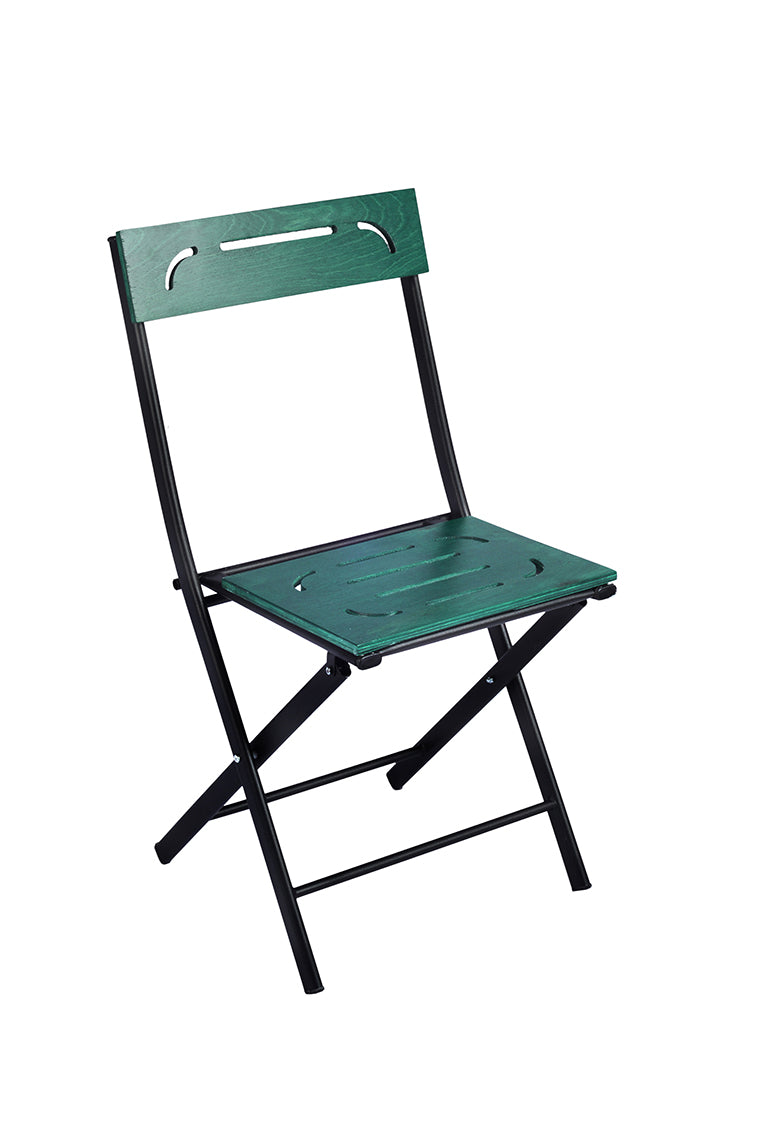 Bistro | 3-Piece Garden Table & Chairs Set, Walnut MDF with Black Metal Legs