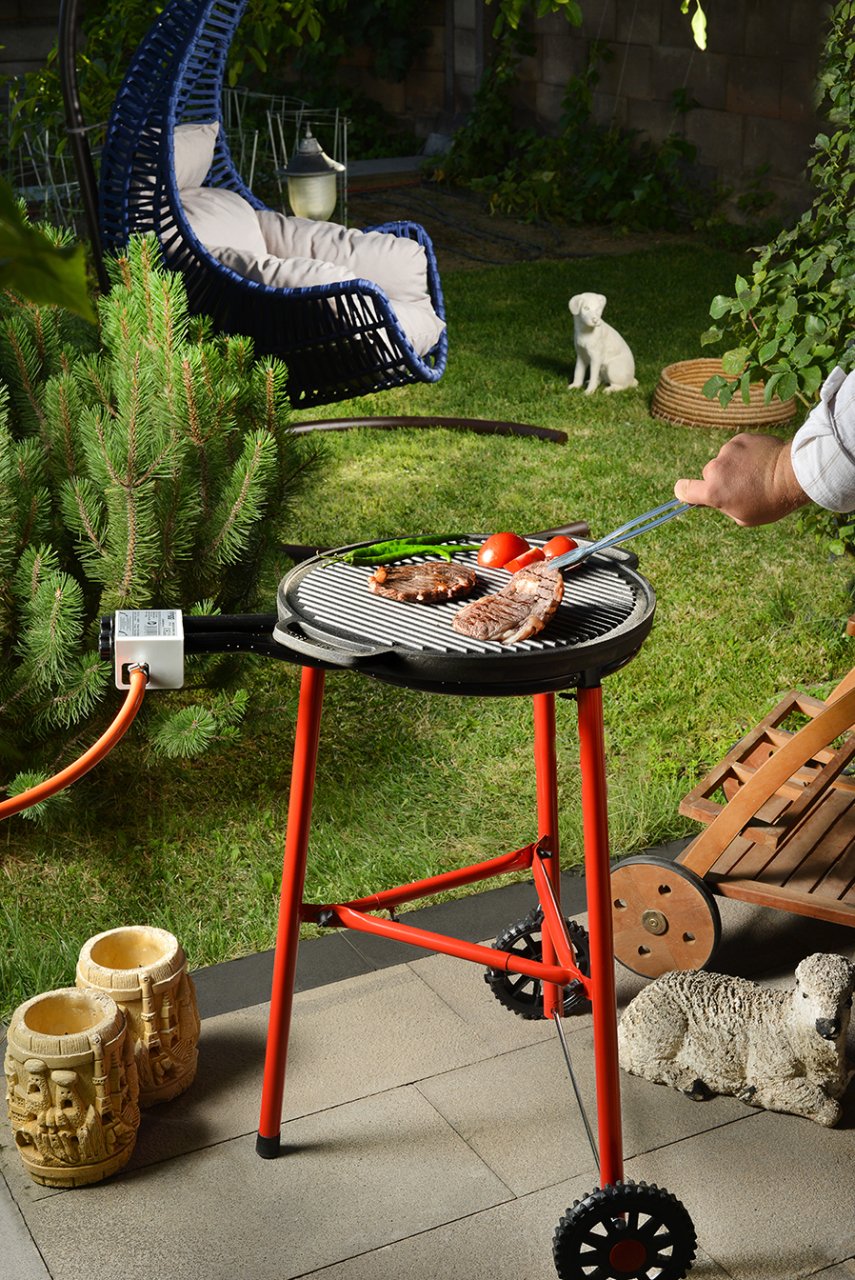 Parilla | Portable 45x45x84 cm BBQ Grill with Double-Ring Burner - 100% Metal, Scratch-Resistant, Outdoor Cooking Tripod