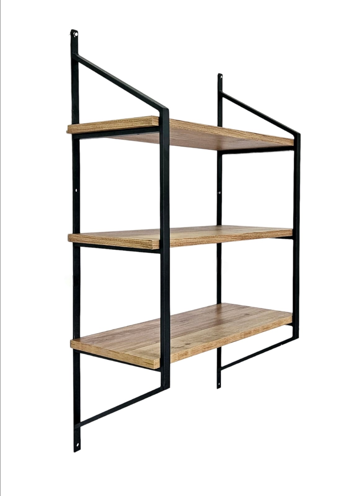 Raffy/1 Black-Atlantic Pine Wall Shelf with Metal Frame – Modern Storage Solution, 60 cm Wide