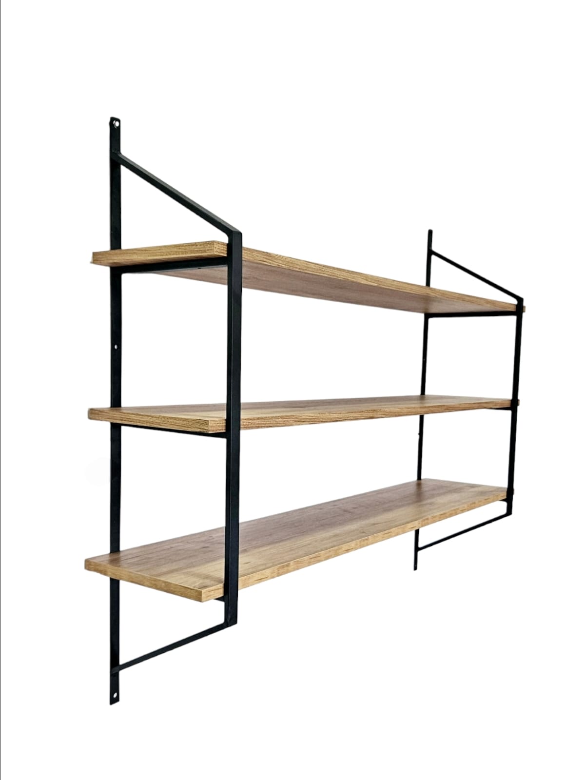 Raffy/2 Black-Atlantic Pine Wall Shelf with Metal Frame – Modern Storage Solution, 120 cm Wide