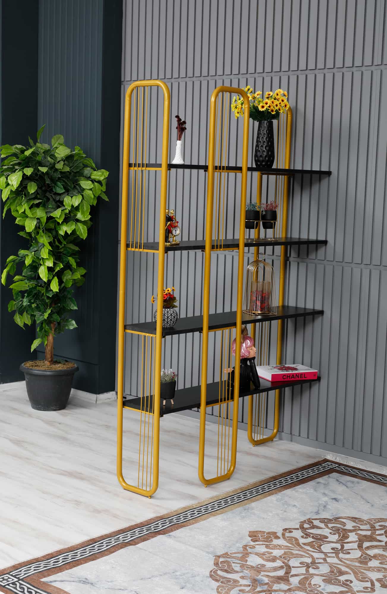 Sierre Particle Board Bookcase – 100% Metal Frame, Additional Storage, 125 cm Wide