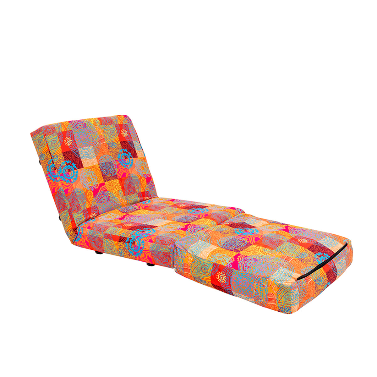 TAIDA | Single Patchwork Sofa Bed – 14-Level Recliner with Metal Frame & High-DNS Foam