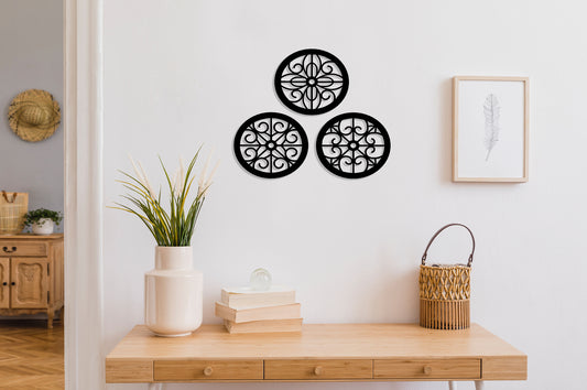 Rustic Metal Wall Decor – Modern Circle Design (Set of 3)