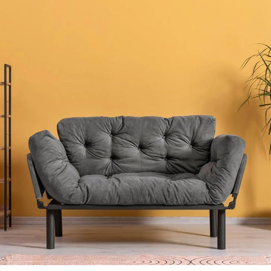 NITTA | 2-Seat Sofa-Bed with Metal Frame & Microfiber Fabric - Easy Clean, High DNS Foam, 200kg Capacity