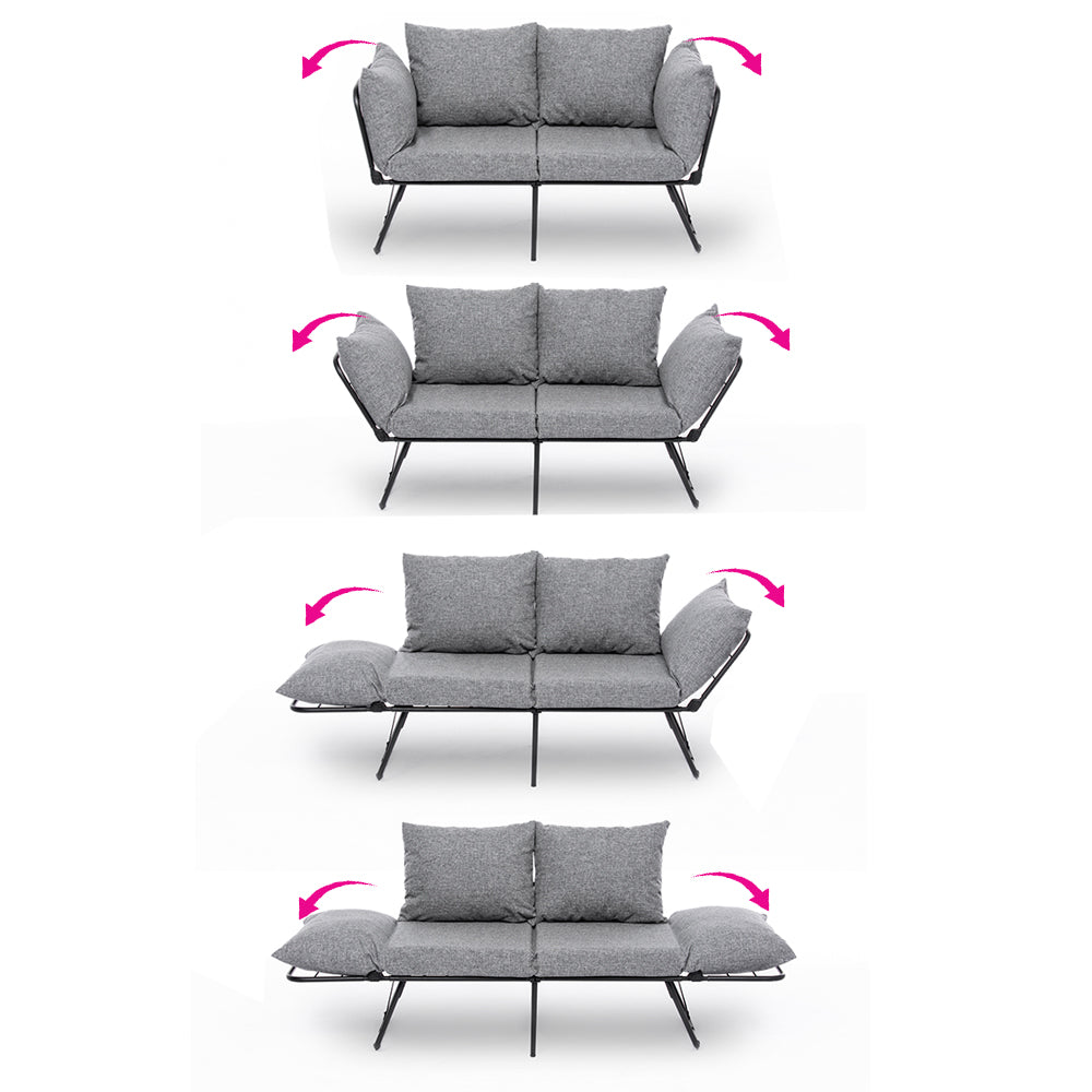 VIPER | Modern 2-Seat Metal Frame Sofa Bed with Adjustable Arms & High-Density Foam