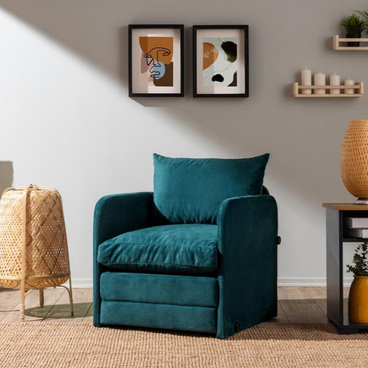 SAGA | Foldable Single Seat Sofa Bed – Sturdy Metal Frame, Textile Upholstery | Space-Saving Design