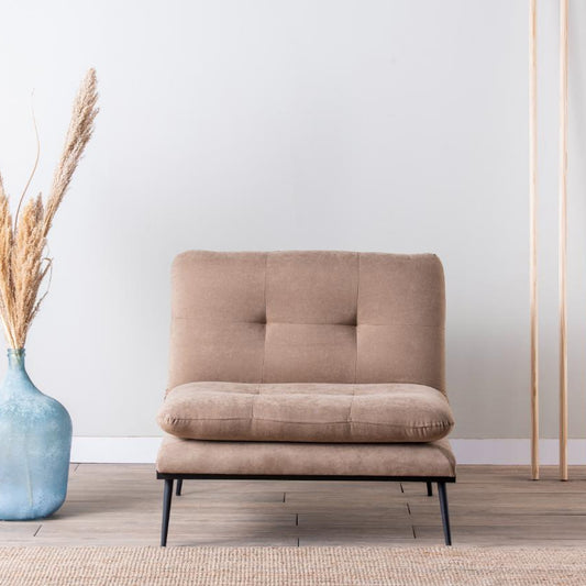 MARTIN | Single Linen Sofa Bed with Metal Frame & 14-Level Adjustable Backrest – 130x90 cm Bed Size