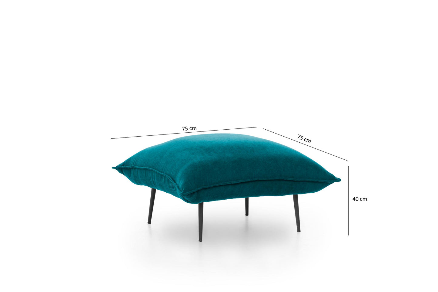 Square Upholstered Tuffet with Metal Frame – Polyester Fabric, 75cm Wide Seat