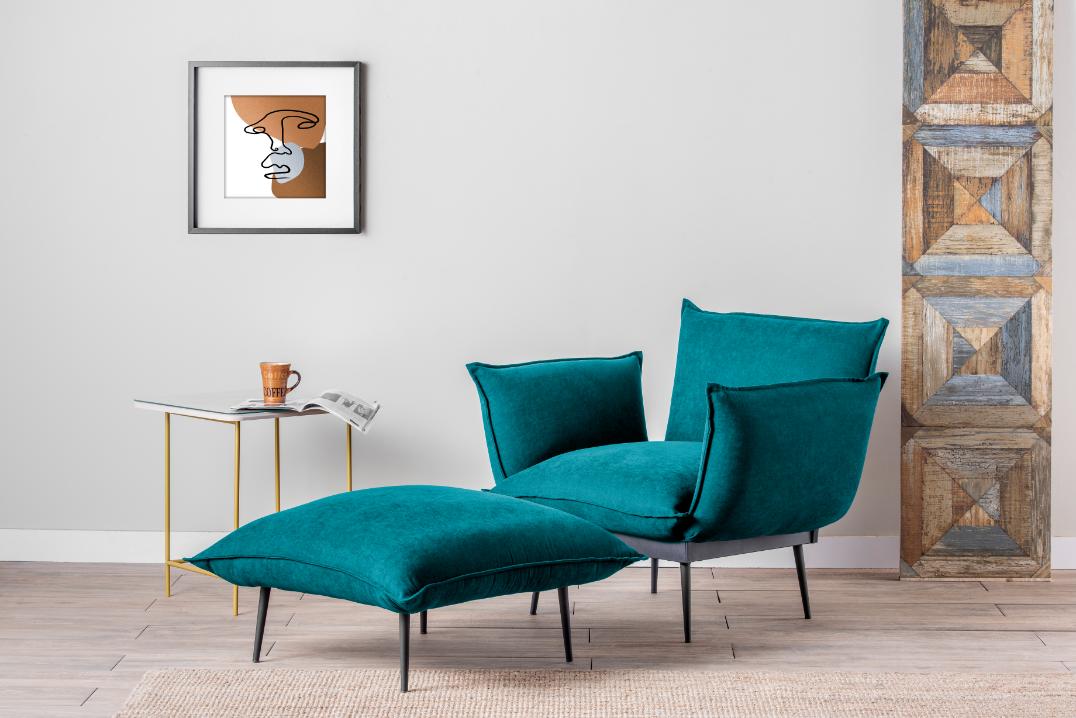Square Upholstered Tuffet with Metal Frame – Polyester Fabric, 75cm Wide Seat