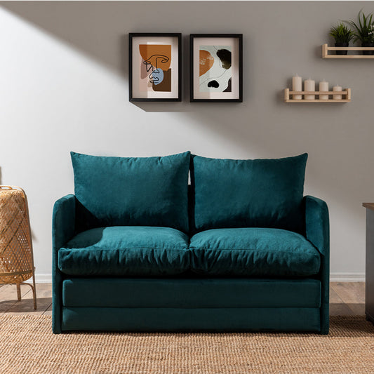 SAGA | Modern 2-Seat Sofa Bed with Metal Frame & Polyester Fabric – 200x120 cm Sleeper