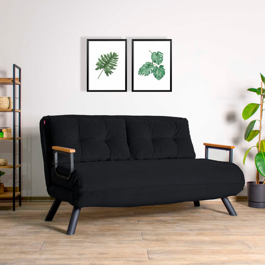 Sando 2-Seater Foldable Sofa Bed – Rebonded Foam, 14-Level Recline, Polyester Fabric