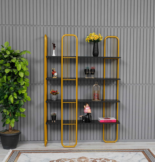 Sierre Particle Board Bookcase – 100% Metal Frame, Additional Storage, 125 cm Wide