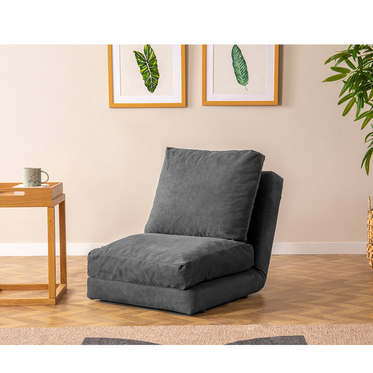 TAIDA | Single Patchwork Sofa Bed – 14-Level Recliner with Metal Frame & High-DNS Foam
